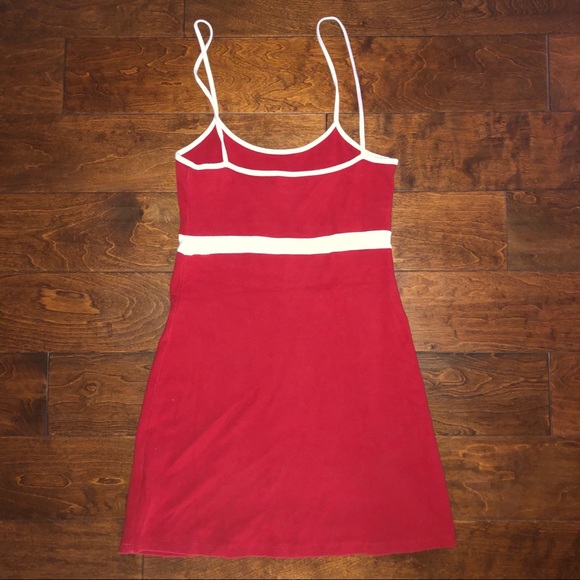 BRANDY MELVILLE FITTED RED STRIPED COTTON DRESS - Picture 4 of 4